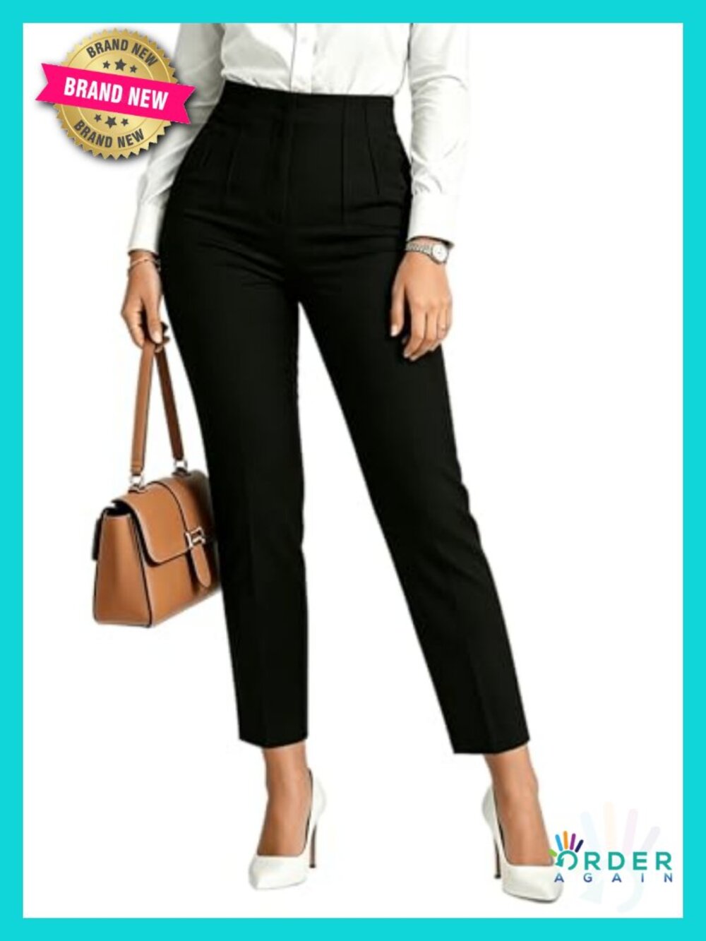 High Waisted Skinny Trousers with Pockets - Business Casual